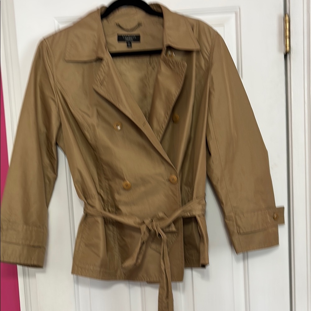 Talbots Tan Double-Breasted Trench Jacket